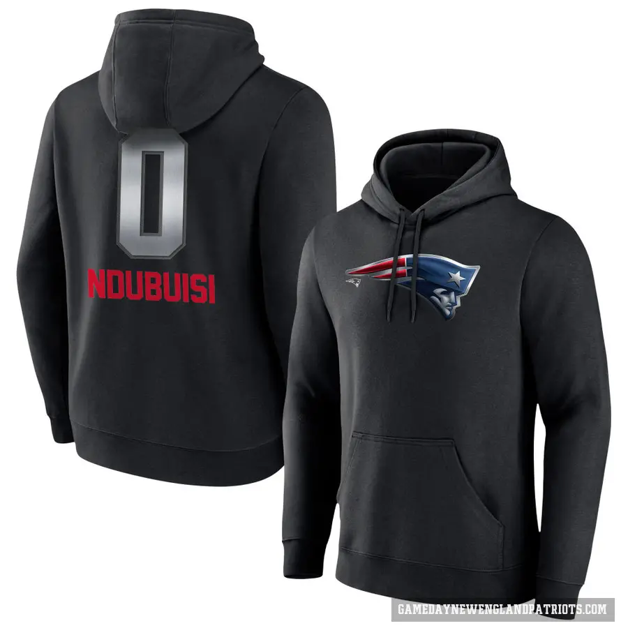 Men's ＃0 Haggai Ndubuisi New England Patriots Black Midnight Mascot Pullover Hoodie