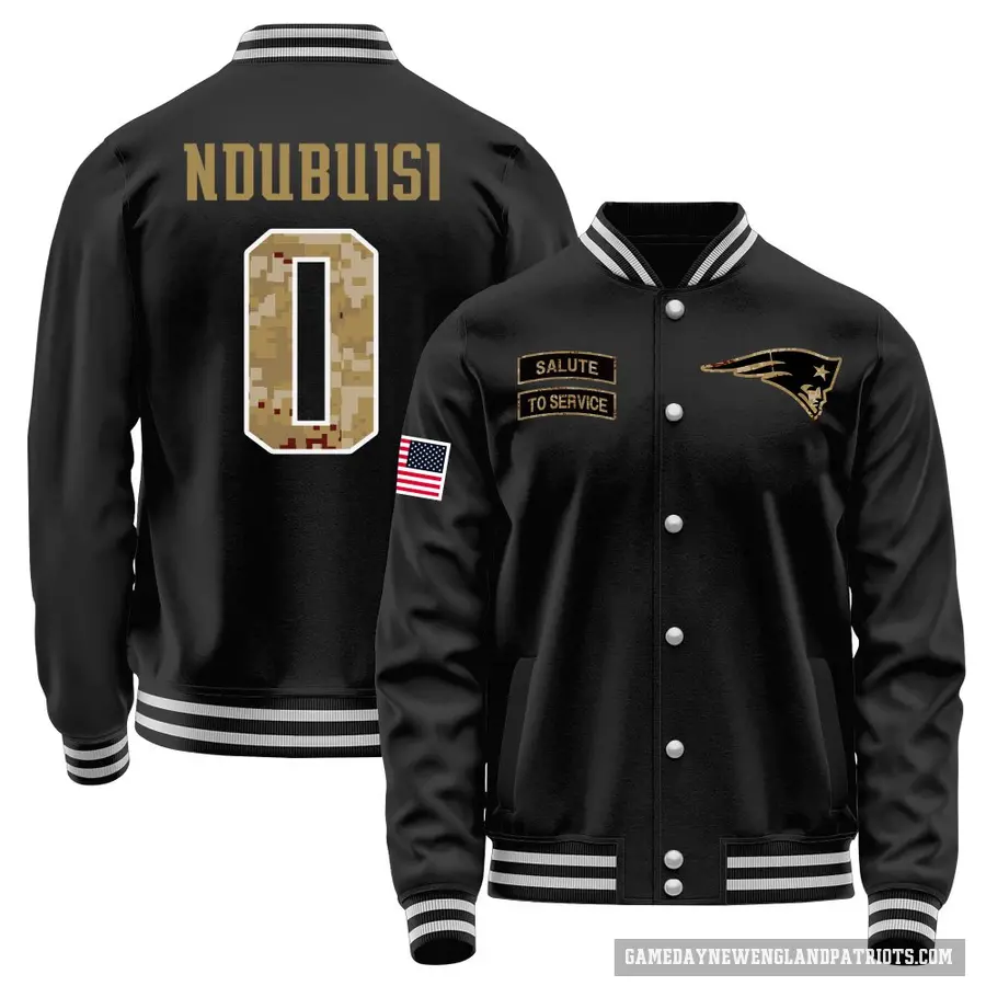 Men's ＃0 Haggai Ndubuisi New England Patriots Black Salute to Service Sideline Performance Jacket