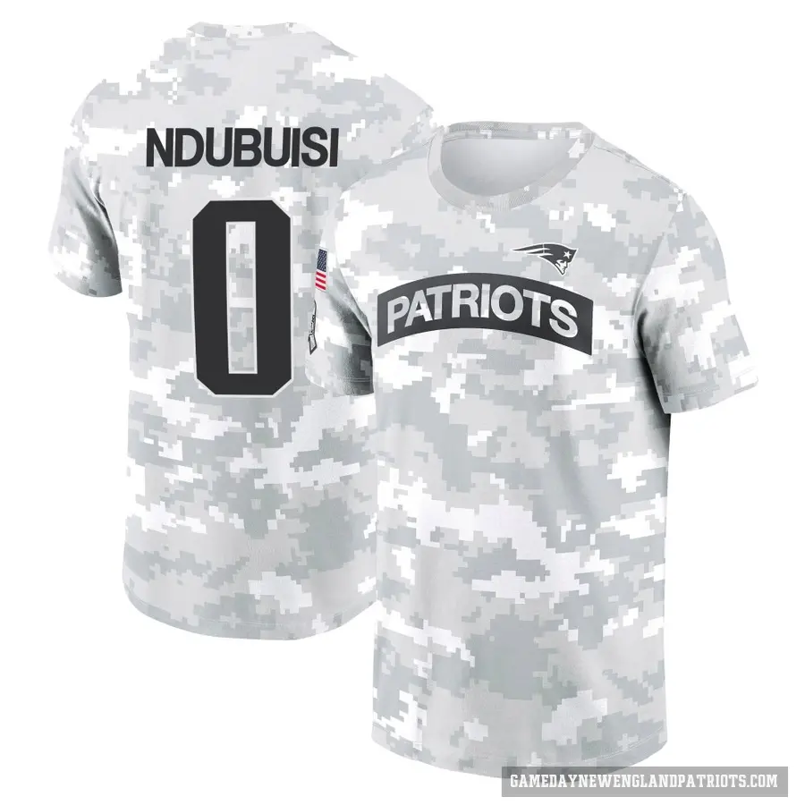 Men's ＃0 Haggai Ndubuisi New England Patriots Camo Arctic 2024 Salute to Service Performance T-Shirt