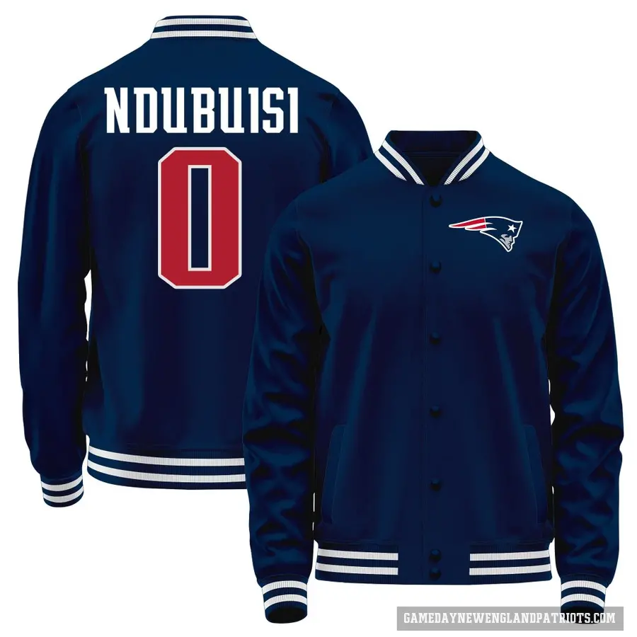 Men's ＃0 Haggai Ndubuisi New England Patriots Navy Full-Snap Name & Number Jacket