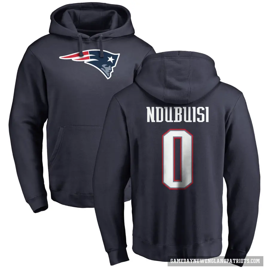 Men's ＃0 Haggai Ndubuisi New England Patriots Navy Pro Line Logo Pullover Hoodie