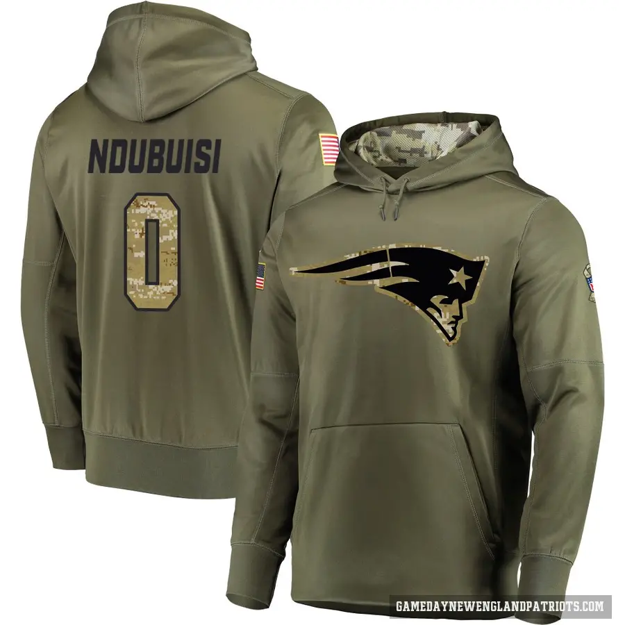 Men's ＃0 Haggai Ndubuisi New England Patriots Olive Salute to Service Pullover Hoodie