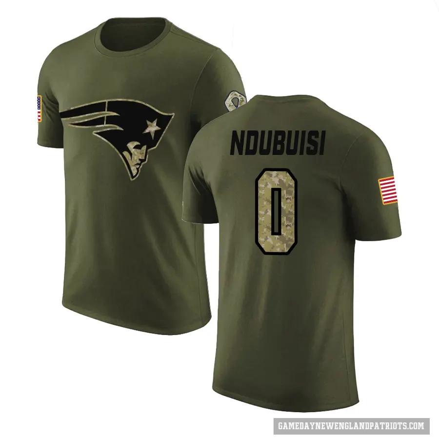 Men's ＃0 Haggai Ndubuisi New England Patriots Olive Salute to Service T-Shirt