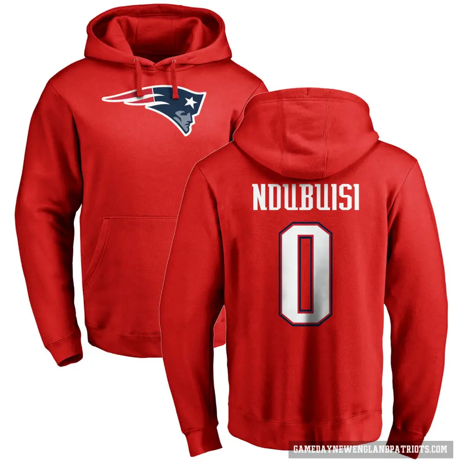 Men's ＃0 Haggai Ndubuisi New England Patriots Red Pro Line Name & Number Logo Pullover Hoodie