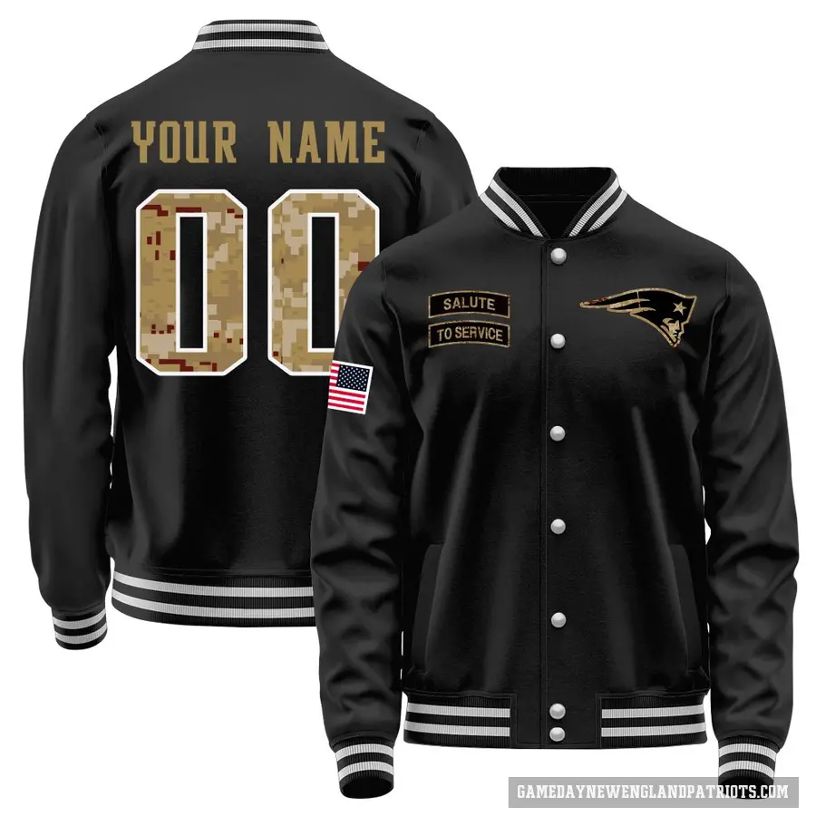 Men's ＃00 Custom New England Patriots Black Salute to Service Sideline Performance Jacket