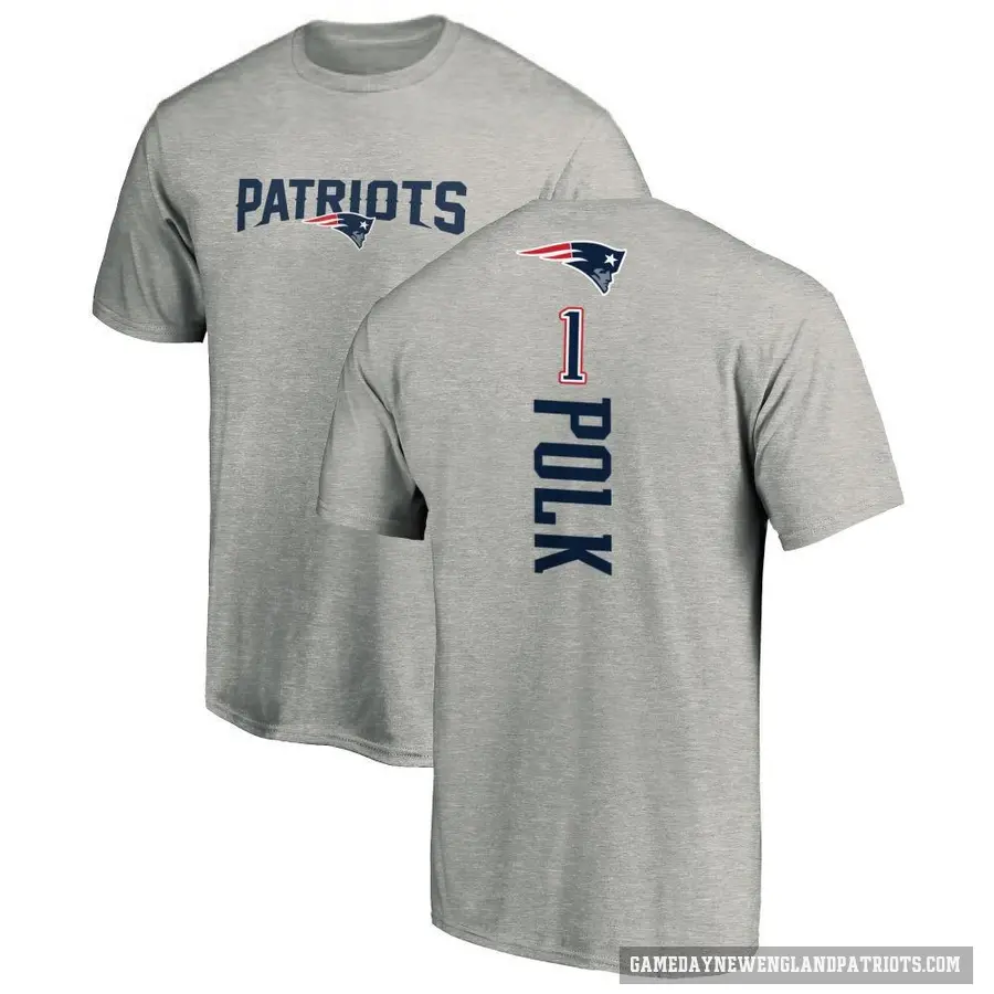 Men's ＃1 Ja'Lynn Polk New England Patriots Ash Backer T-Shirt