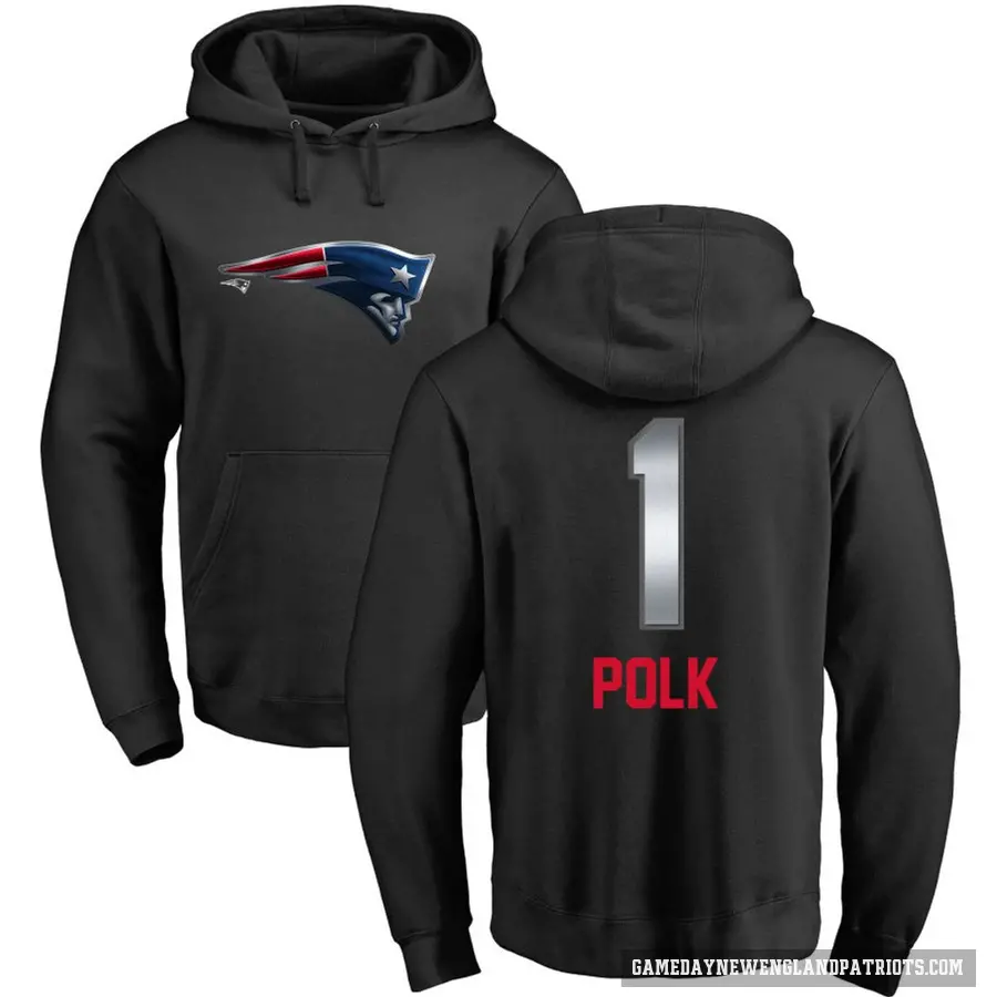 Men's ＃1 Ja'Lynn Polk New England Patriots Black Midnight Mascot Pullover Hoodie