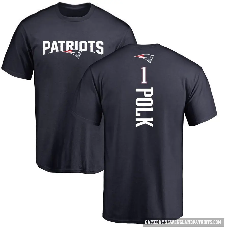 Men's ＃1 Ja'Lynn Polk New England Patriots Navy Backer T-Shirt