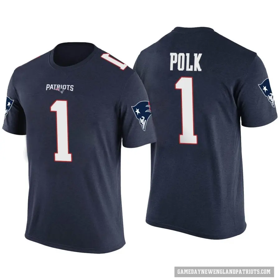 Men's ＃1 Ja'Lynn Polk New England Patriots Navy Color Rush T-Shirt