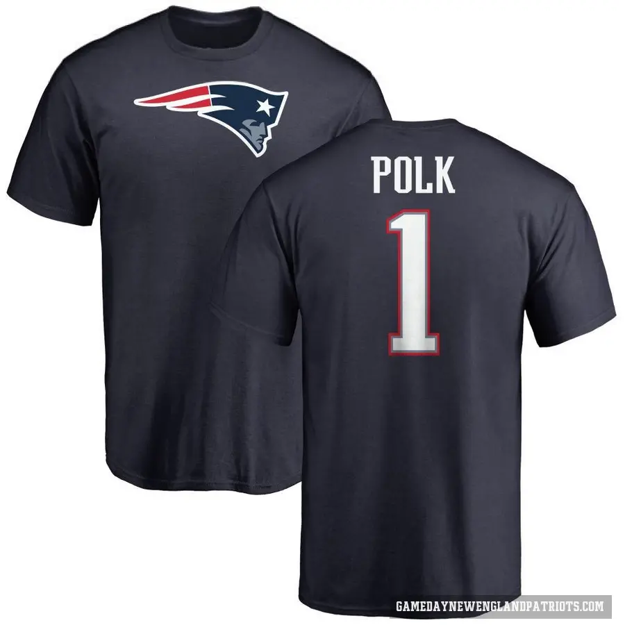 Men's ＃1 Ja'Lynn Polk New England Patriots Navy Logo T-Shirt