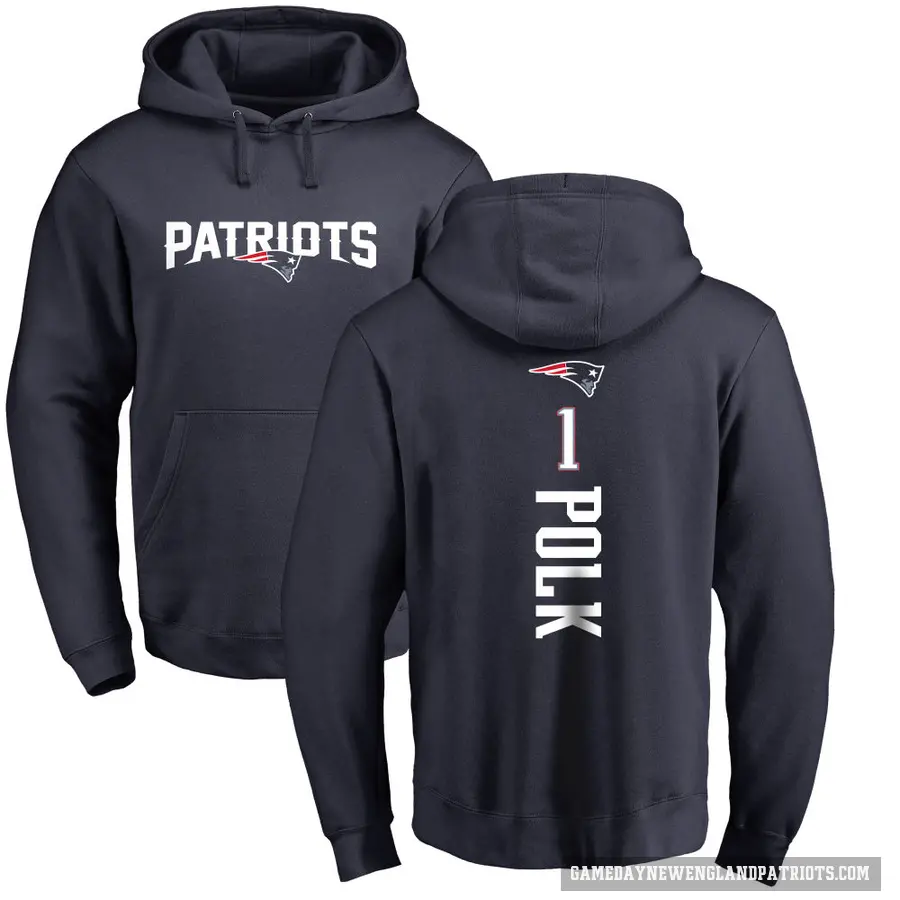 Men's ＃1 Ja'Lynn Polk New England Patriots Navy Pro Line Backer Pullover Hoodie