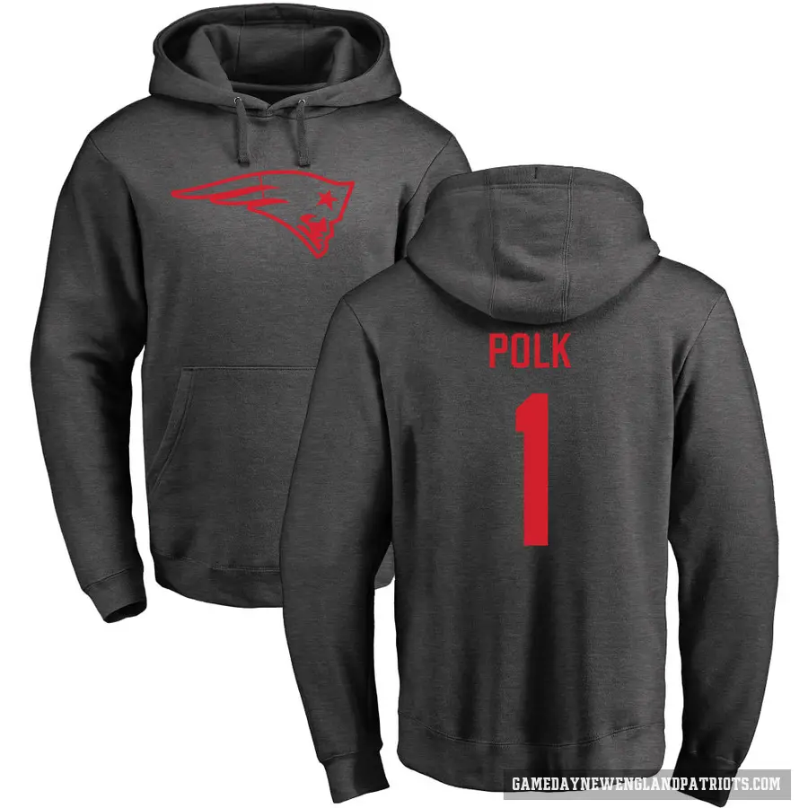 Men's ＃1 Ja'Lynn Polk New England Patriots Pro Line by Branded Ash One Color Pullover Hoodie