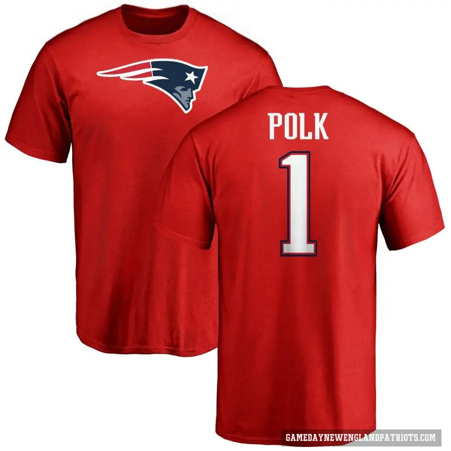 Men's ＃1 Ja'Lynn Polk New England Patriots Red Logo T-Shirt