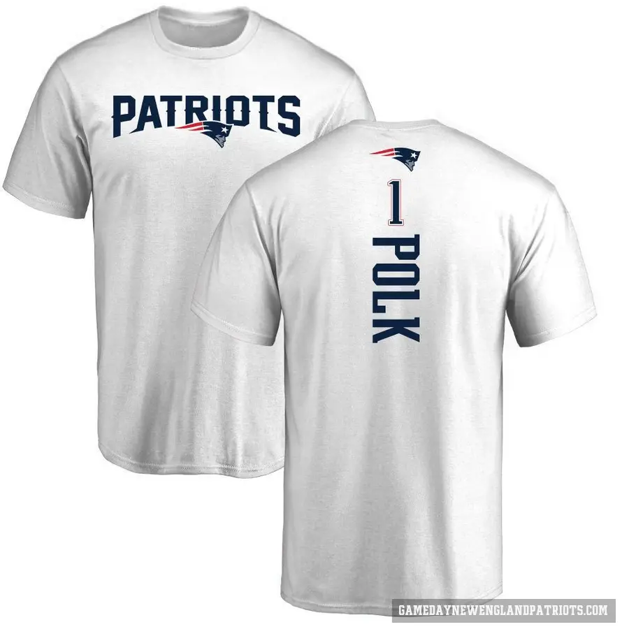 Men's ＃1 Ja'Lynn Polk New England Patriots White Backer T-Shirt