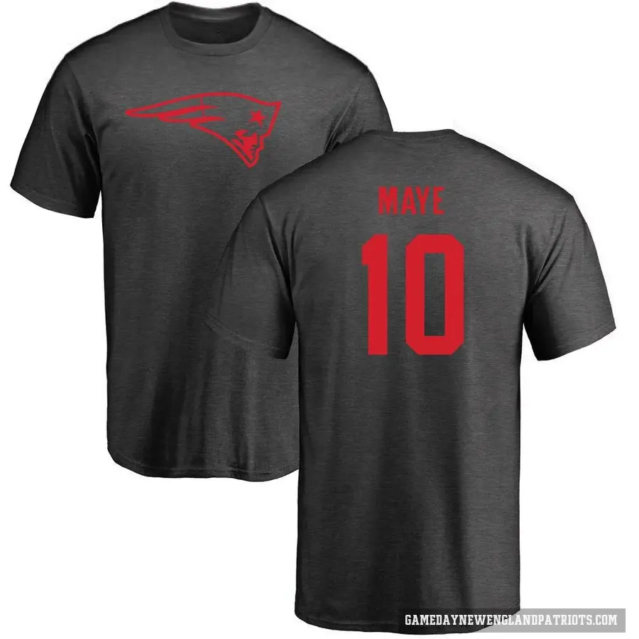 Men's ＃10 Drake Maye New England Patriots Ash One Color T-Shirt