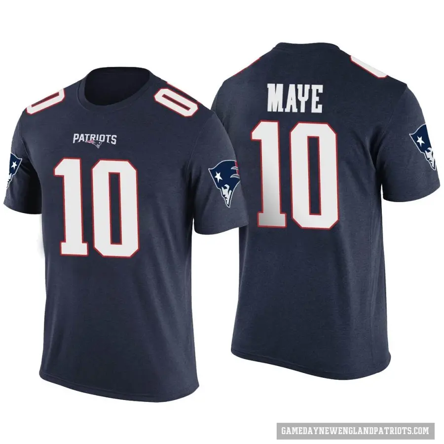 Men's ＃10 Drake Maye New England Patriots Navy Color Rush T-Shirt