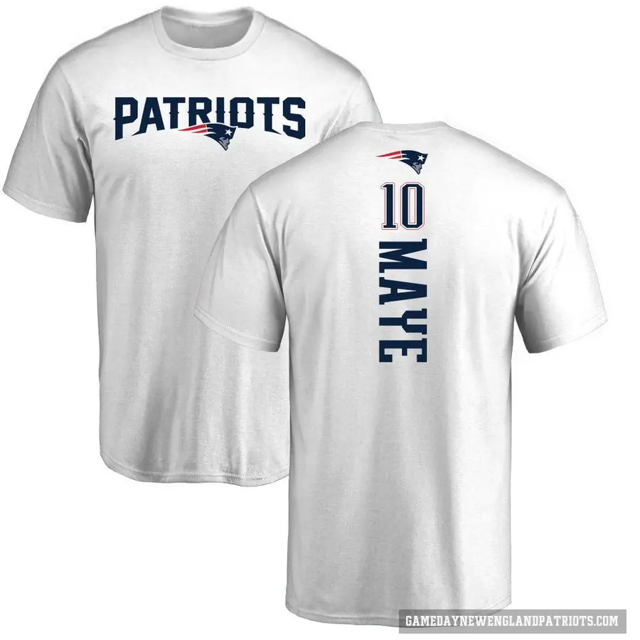 Men's ＃10 Drake Maye New England Patriots White Backer T-Shirt