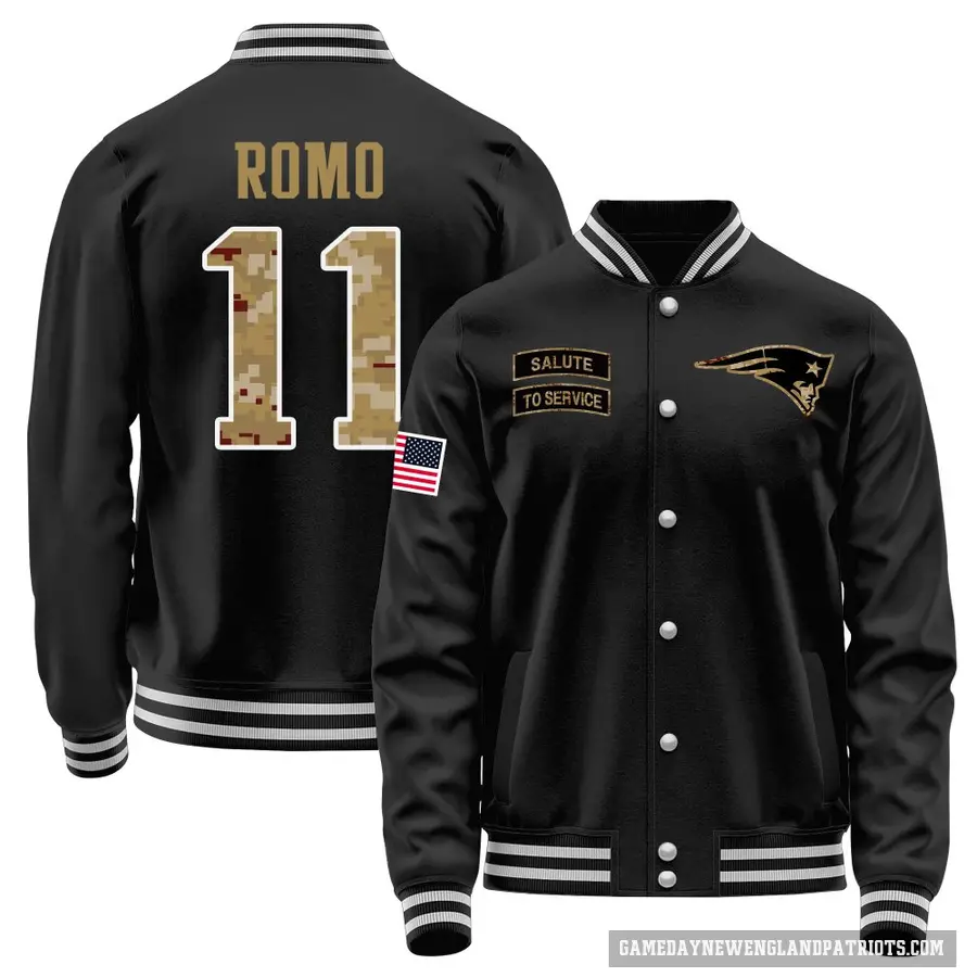 Men's ＃11 John Parker Romo New England Patriots Black Salute to Service Sideline Performance Jacket