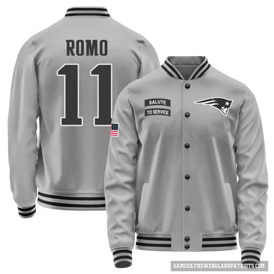 Men's ＃11 John Parker Romo New England Patriots Gray Salute to Service Performance Jacket