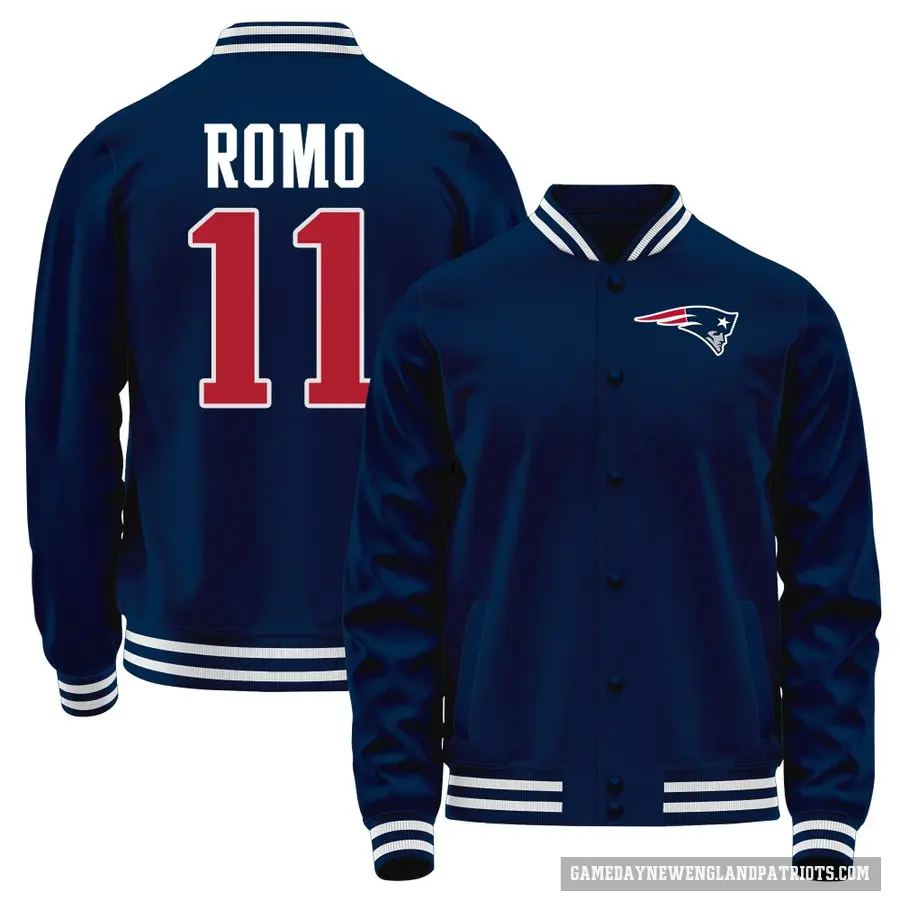 Men's ＃11 John Parker Romo New England Patriots Navy Full-Snap Name & Number Jacket