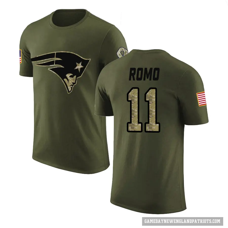 Men's ＃11 John Parker Romo New England Patriots Olive Salute to Service T-Shirt