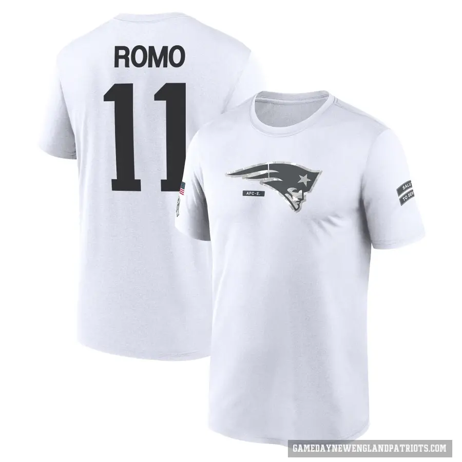 Men's ＃11 John Parker Romo New England Patriots White 2024 Salute to Service Performance T-Shirt