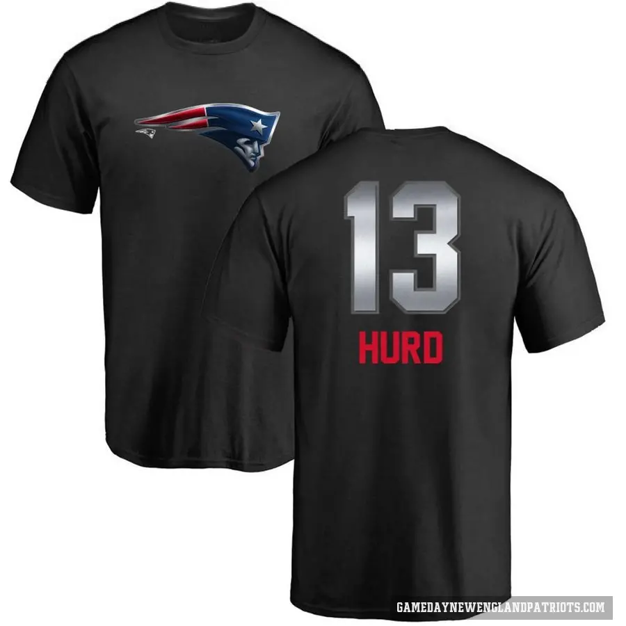 Men's ＃13 Jalen Hurd New England Patriots Black Midnight Mascot T-Shirt