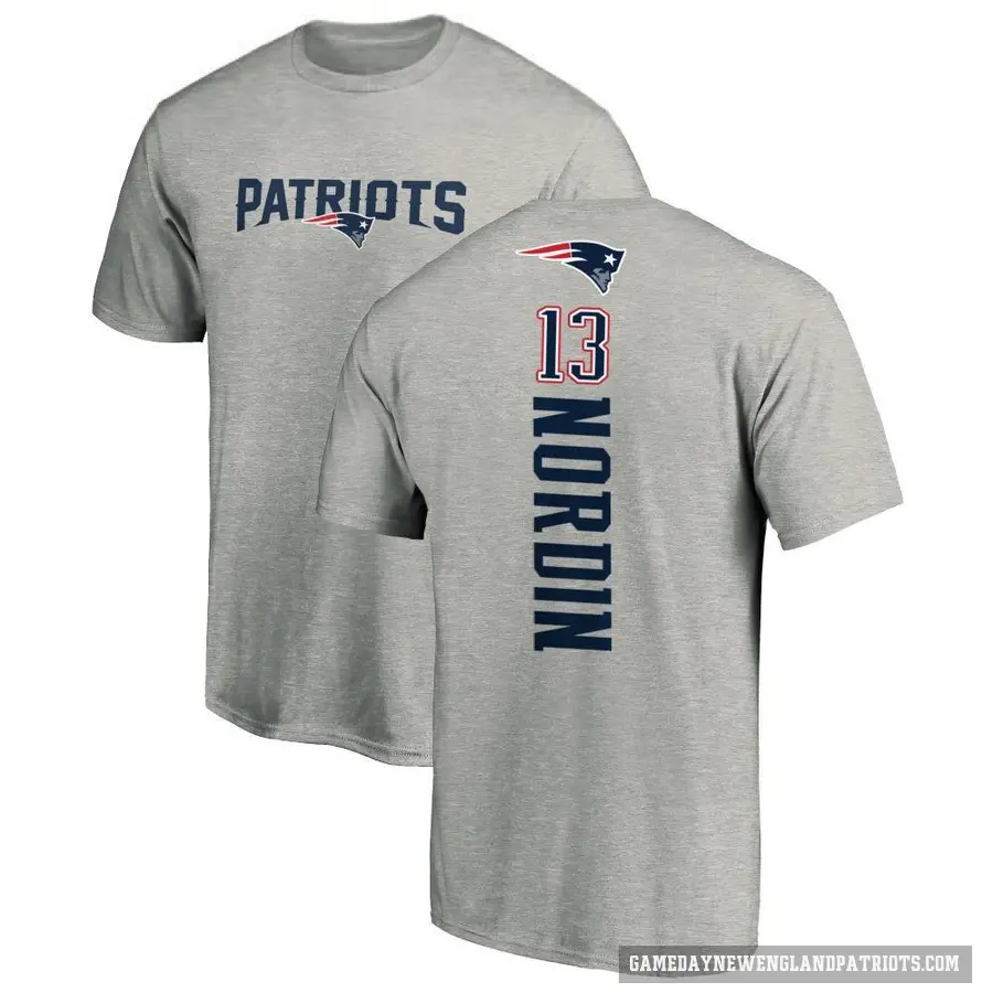 Men's ＃13 Quinn Nordin New England Patriots Ash Backer T-Shirt