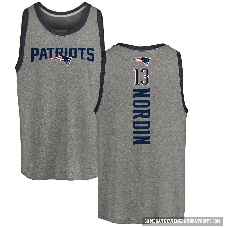 Men's ＃13 Quinn Nordin New England Patriots Ash Backer Tank Top