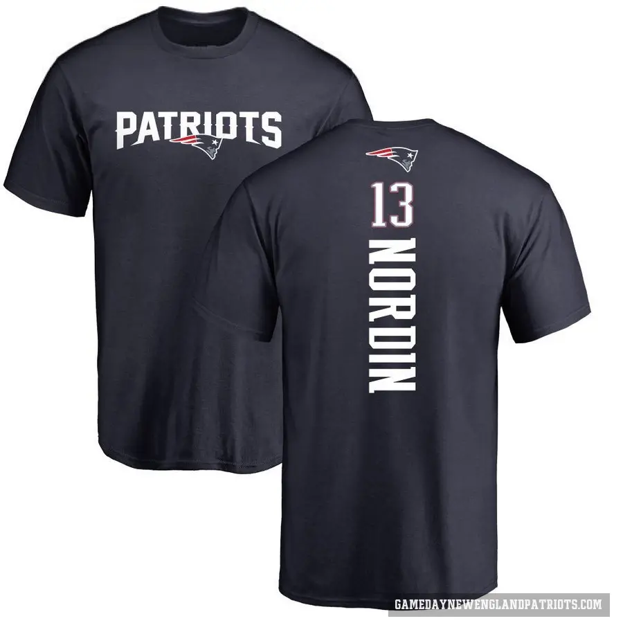 Men's ＃13 Quinn Nordin New England Patriots Navy Backer T-Shirt