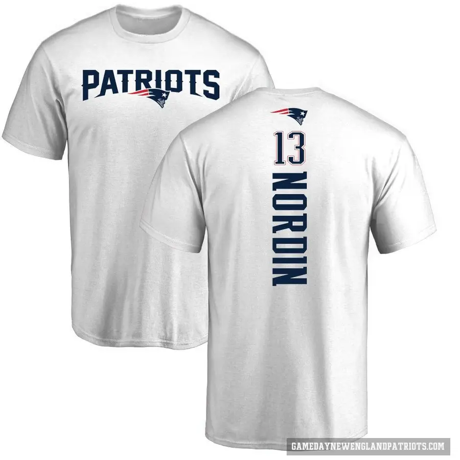 Men's ＃13 Quinn Nordin New England Patriots White Backer T-Shirt