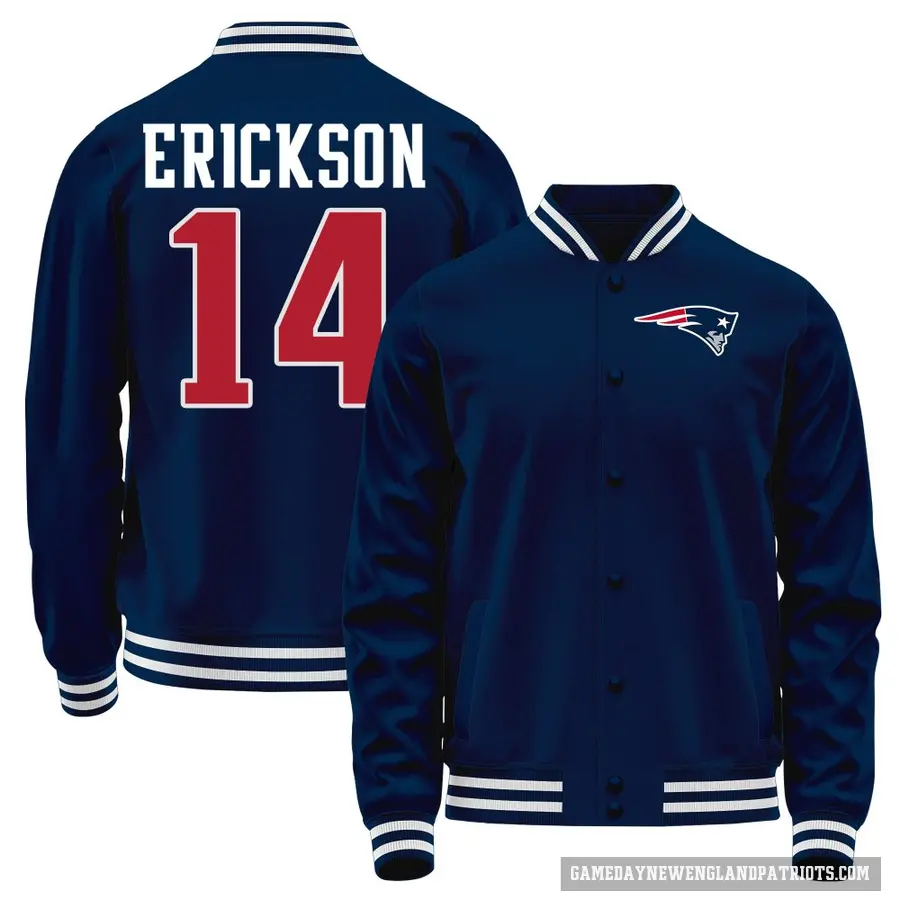 Men's ＃14 Alex Erickson New England Patriots Navy Full-Snap Name & Number Jacket