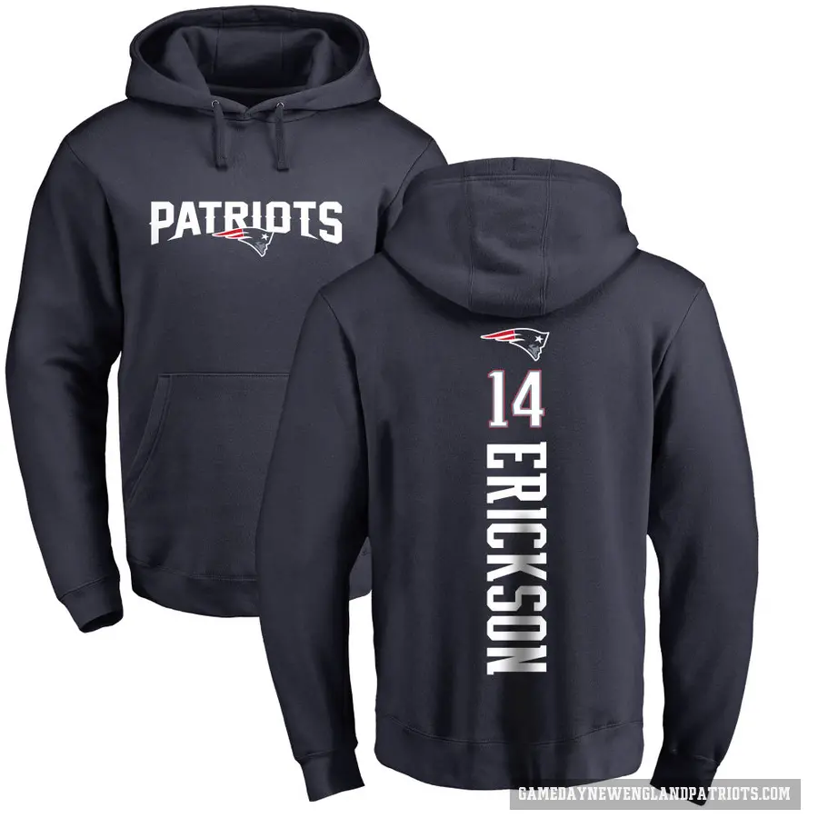 Men's ＃14 Alex Erickson New England Patriots Navy Pro Line Backer Pullover Hoodie