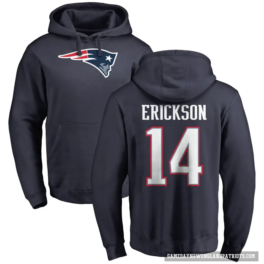 Men's ＃14 Alex Erickson New England Patriots Navy Pro Line Logo Pullover Hoodie