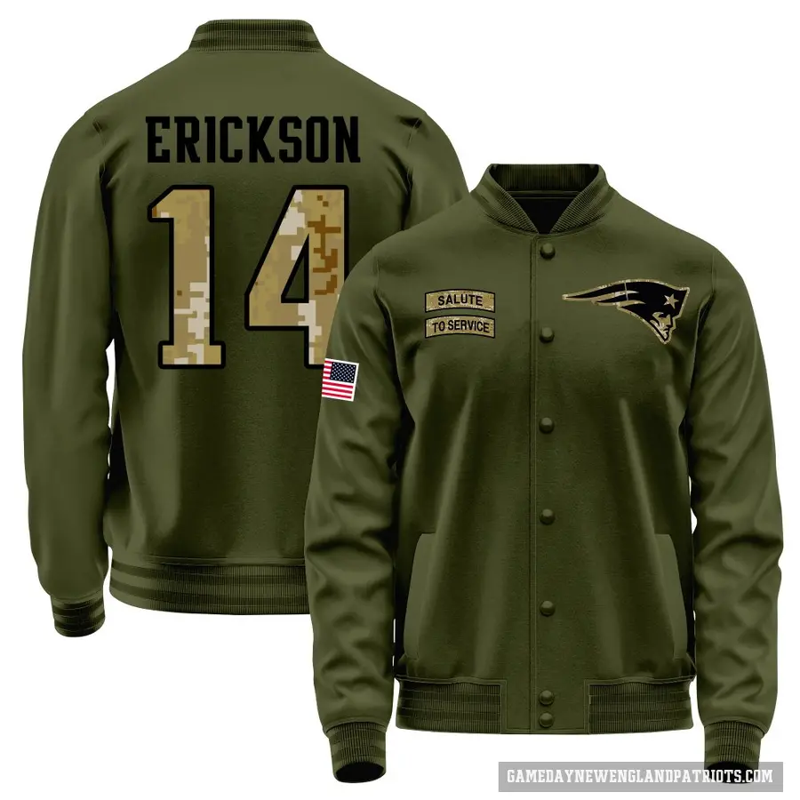 Men's ＃14 Alex Erickson New England Patriots Olive Salute to Service Sideline Performance Jacket