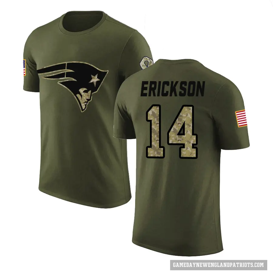 Men's ＃14 Alex Erickson New England Patriots Olive Salute to Service T-Shirt