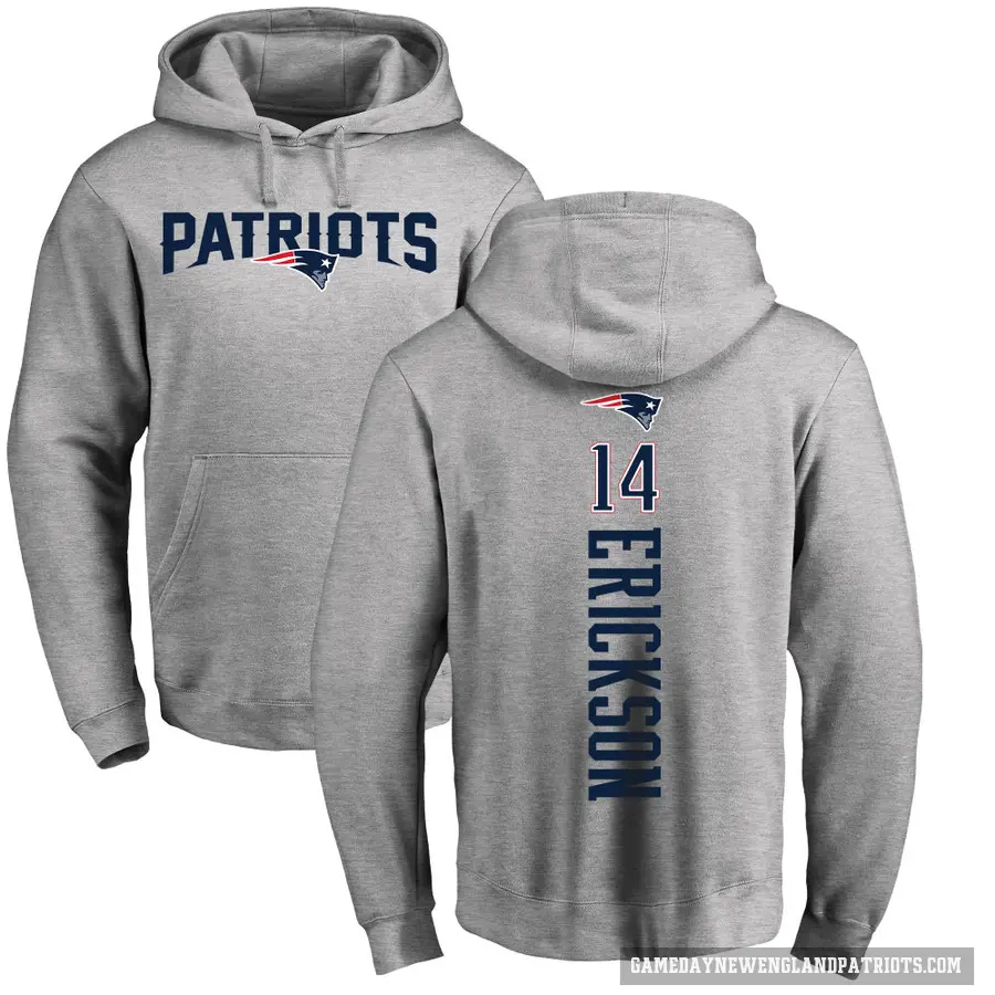 Men's ＃14 Alex Erickson New England Patriots Pro Line Ash Backer Pullover Hoodie