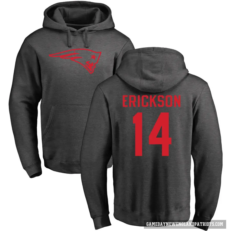 Men's ＃14 Alex Erickson New England Patriots Pro Line by Branded Ash One Color Pullover Hoodie