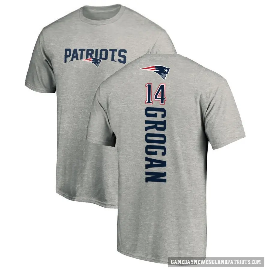 Men's ＃14 Steve Grogan New England Patriots Ash Backer T-Shirt