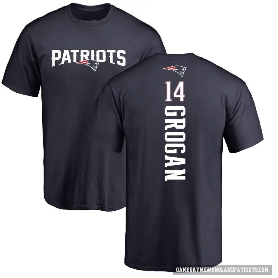 Men's ＃14 Steve Grogan New England Patriots Navy Backer T-Shirt