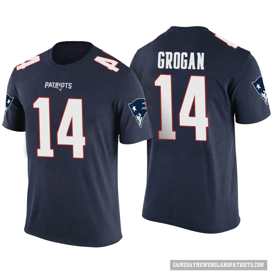 Men's ＃14 Steve Grogan New England Patriots Navy Color Rush T-Shirt