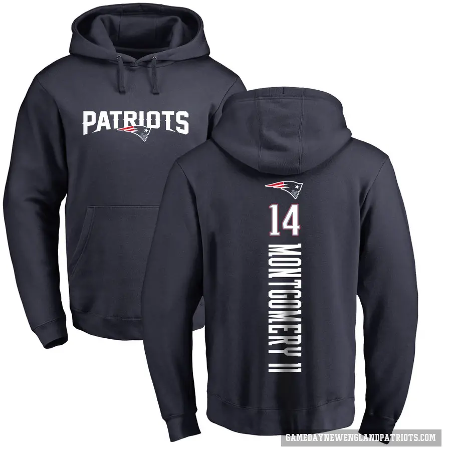 Men's ＃14 Ty Montgomery II New England Patriots Navy Pro Line Backer Pullover Hoodie