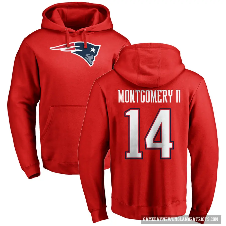 Men's ＃14 Ty Montgomery II New England Patriots Red Pro Line Name & Number Logo Pullover Hoodie