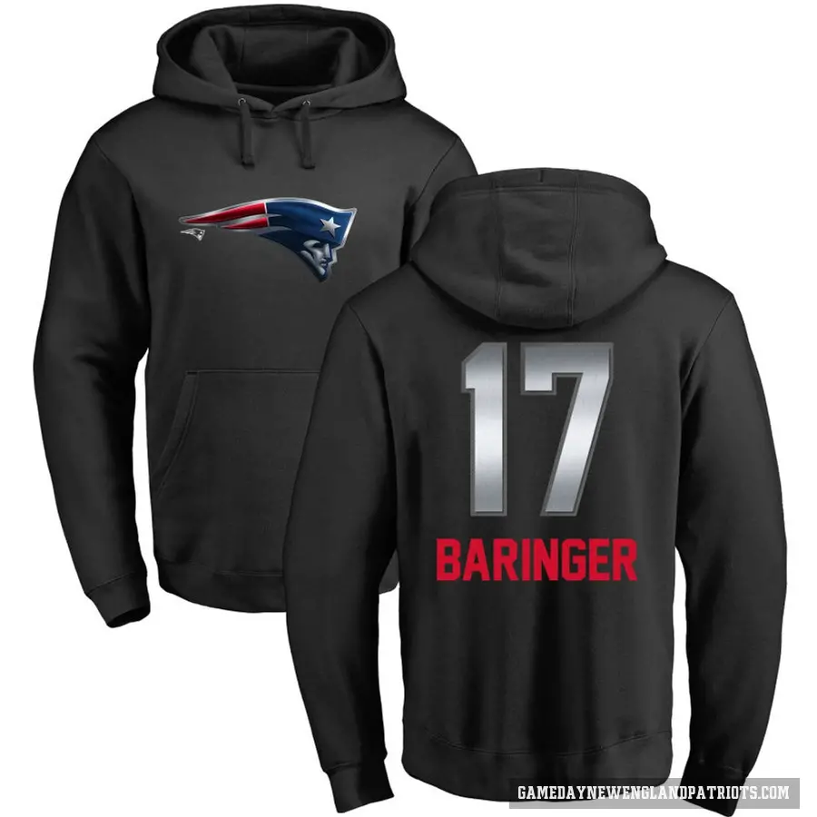 Men's ＃17 Bryce Baringer New England Patriots Black Midnight Mascot Pullover Hoodie