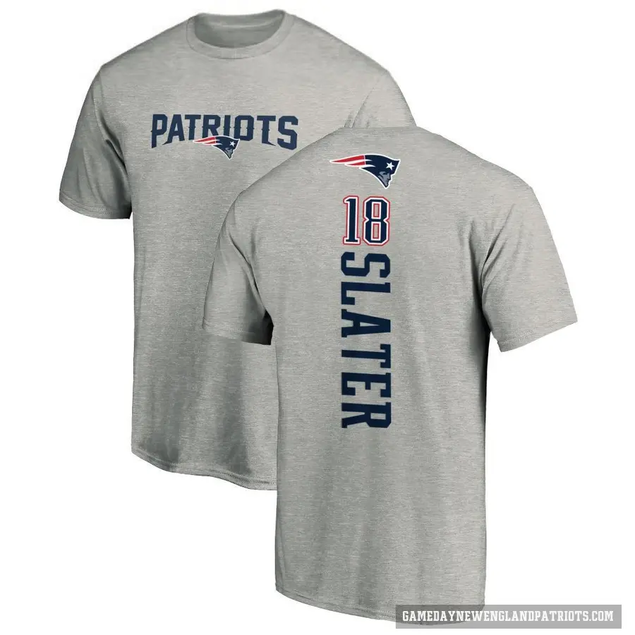 Men's ＃18 Matthew Slater New England Patriots Ash Backer T-Shirt