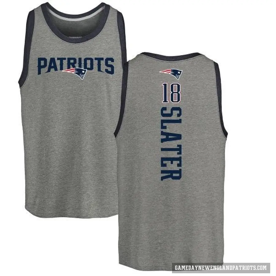 Men's ＃18 Matthew Slater New England Patriots Ash Backer Tank Top