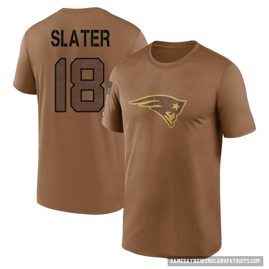 Men's ＃18 Matthew Slater New England Patriots Brown 2023 Salute To Service Performance T-Shirt