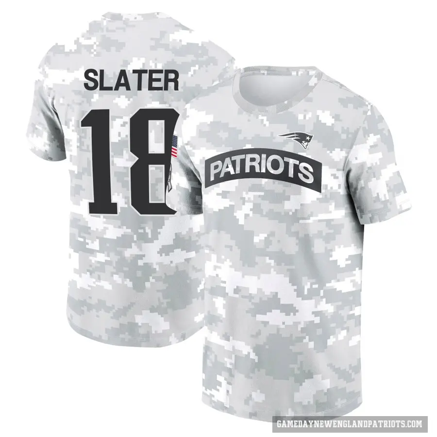 Men's ＃18 Matthew Slater New England Patriots Camo Arctic 2024 Salute to Service Performance T-Shirt