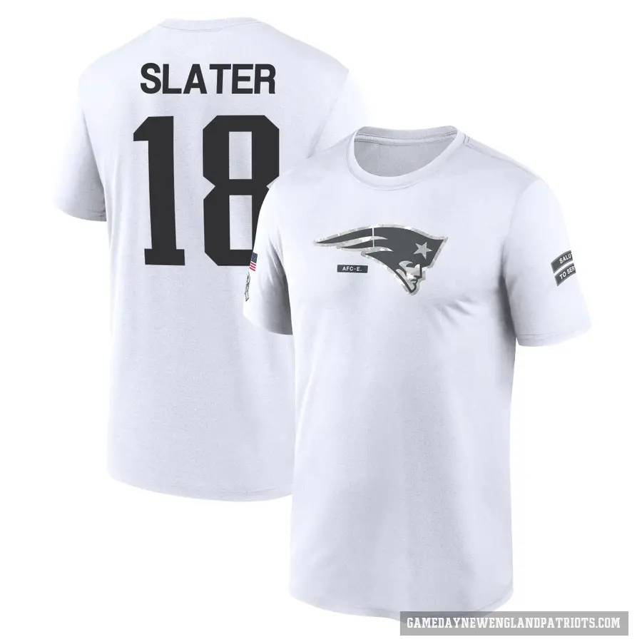 Men's ＃18 Matthew Slater New England Patriots White 2024 Salute to Service Performance T-Shirt