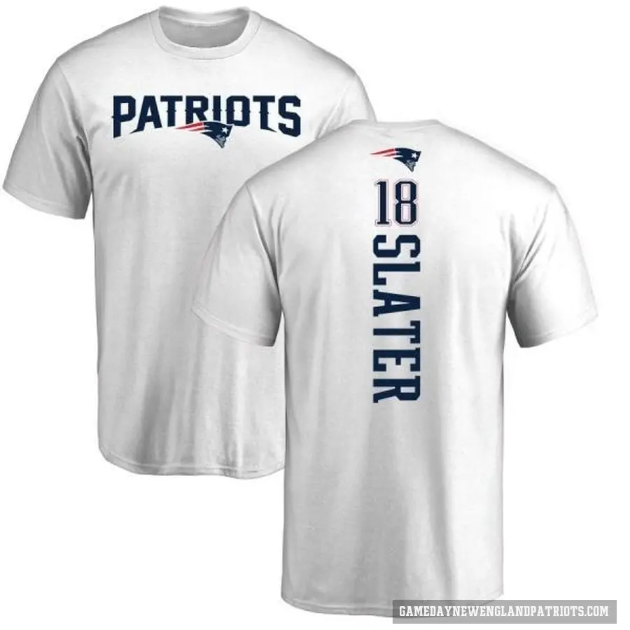 Men's ＃18 Matthew Slater New England Patriots White Backer T-Shirt